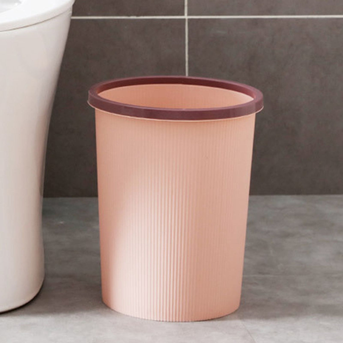 Trash Bin Plastic Exquisite Modern Garbage Container Can for Bathroom Kitchen Living Room Large Pink