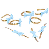 20pcs Bow Knot Twist Ties Biscuits Cookies DIY Baking Bag Ties for Gift Wrapping Weddings PartiesBlue - Top-Down View