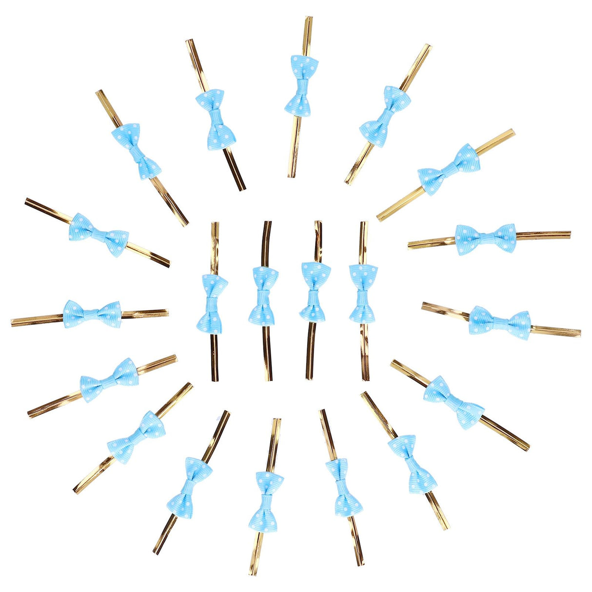 20pcs Bow Knot Twist Ties Biscuits Cookies DIY Baking Bag Ties for Gift Wrapping Weddings PartiesBlue