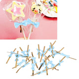 20pcs Bow Knot Twist Ties Biscuits Cookies DIY Baking Bag Ties for Gift Wrapping Weddings PartiesBlue