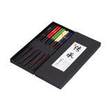 5 Pairs Chopsticks Wood Reusable Butterfly Flower Printing Gift Box Pointed Chopsticks for Restaurant Hotel - 45-Degree Angle