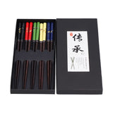 5 Pairs Chopsticks Wood Reusable Butterfly Flower Printing Gift Box Pointed Chopsticks for Restaurant Hotel - Rear View