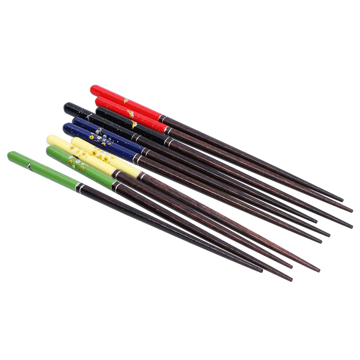5 Pairs Chopsticks Wood Reusable Butterfly Flower Printing Gift Box Pointed Chopsticks for Restaurant Hotel