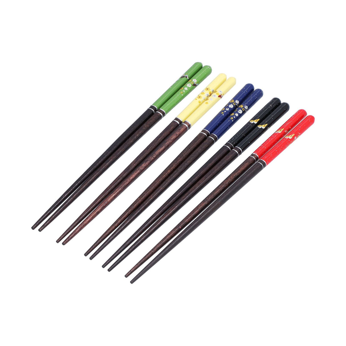 5 Pairs Chopsticks Wood Reusable Butterfly Flower Printing Gift Box Pointed Chopsticks for Restaurant Hotel