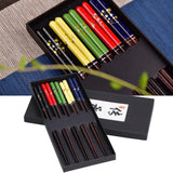 5 Pairs Chopsticks Wood Reusable Butterfly Flower Printing Gift Box Pointed Chopsticks for Restaurant Hotel - Extra Image