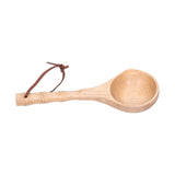 Wooden Spoon Long Handle Durable Soup Porridge Scoop Tableware Kitchen Cooking ToolLight Color - Front View