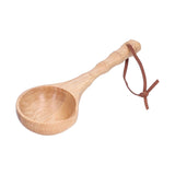 Wooden Spoon Long Handle Durable Soup Porridge Scoop Tableware Kitchen Cooking ToolLight Color - Close-Up Angle