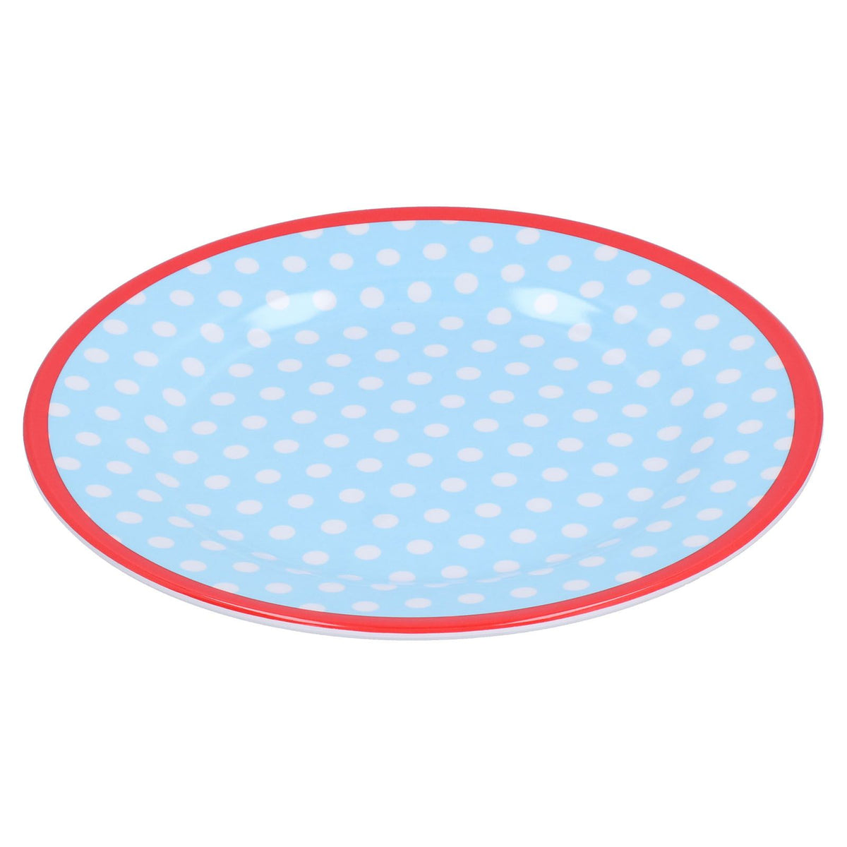 9in Imitation Porcelain Dinner Plate Decorative Reusable Snack Plate Lightweight Tableware for Cakes FruitLight Blue Dot