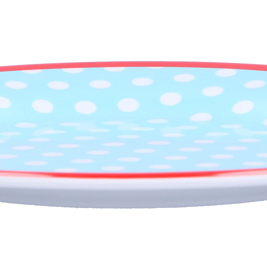 9in Imitation Porcelain Dinner Plate Decorative Reusable Snack Plate Lightweight Tableware for Cakes FruitLight Blue Dot