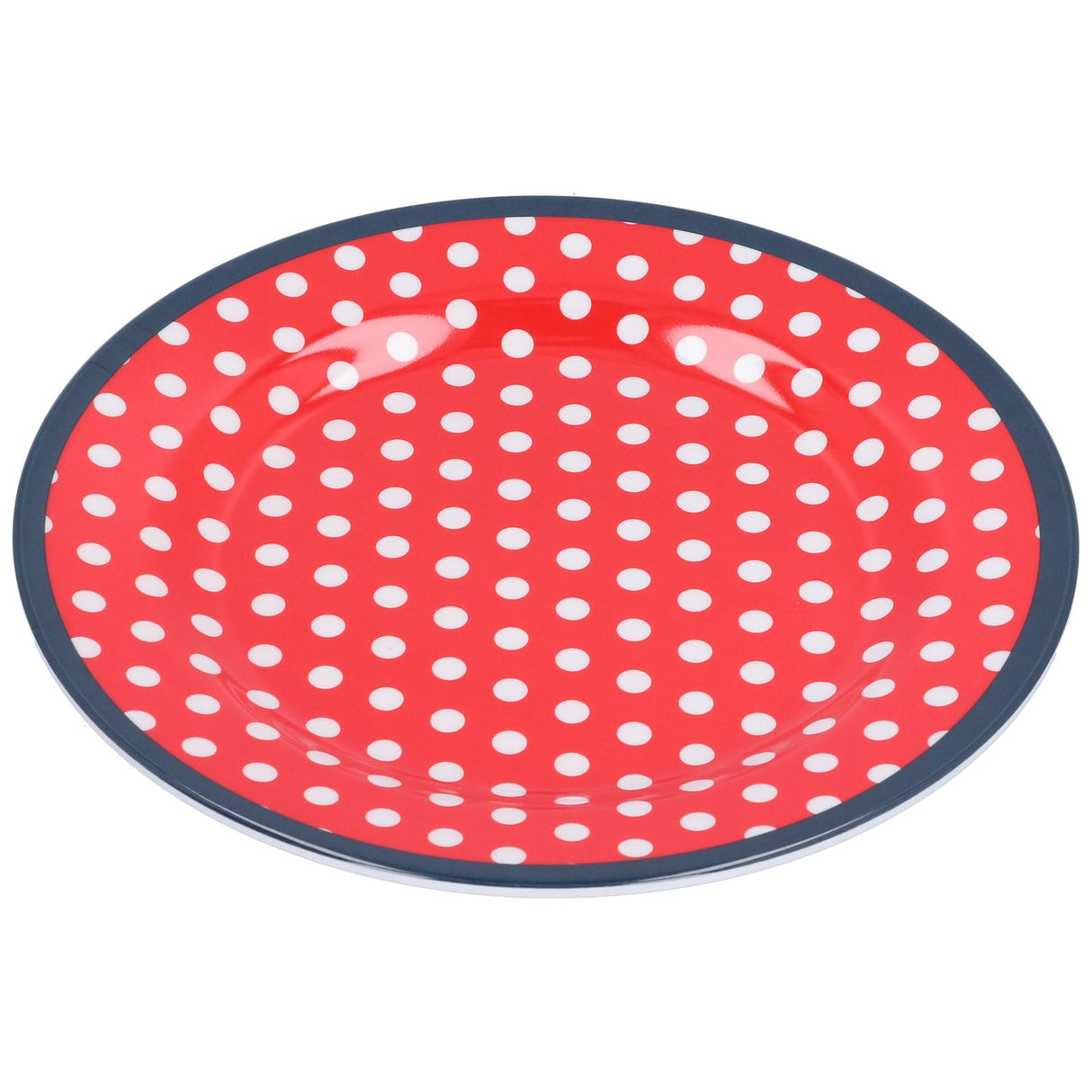 9in Imitation Porcelain Dinner Plate Decorative Reusable Snack Plate Lightweight Tableware for Cakes FruitRed Dot