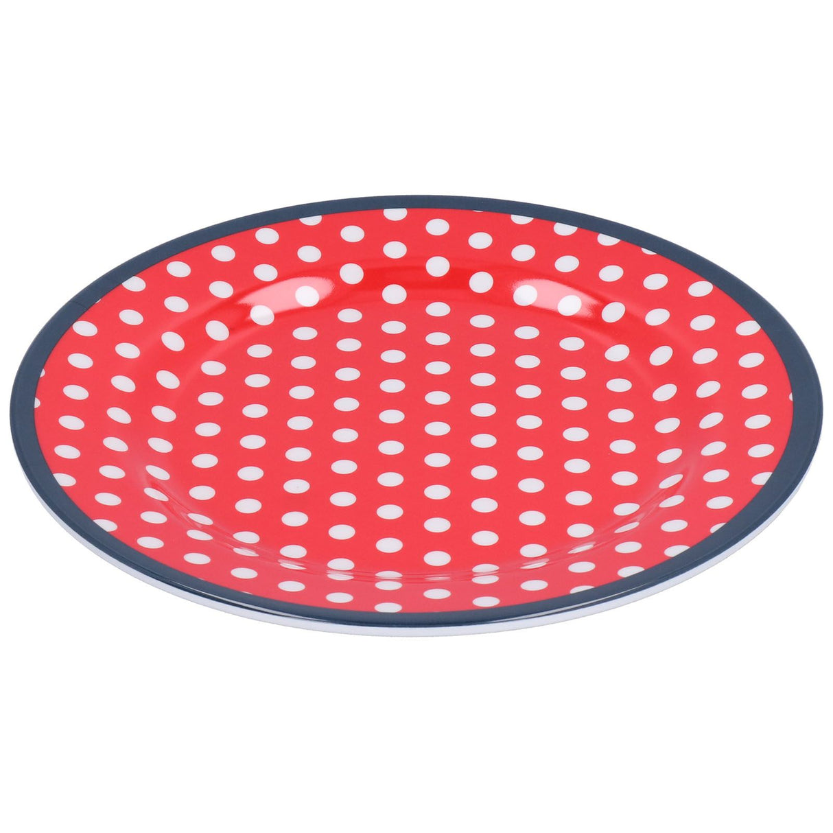 9in Imitation Porcelain Dinner Plate Decorative Reusable Snack Plate Lightweight Tableware for Cakes FruitRed Dot