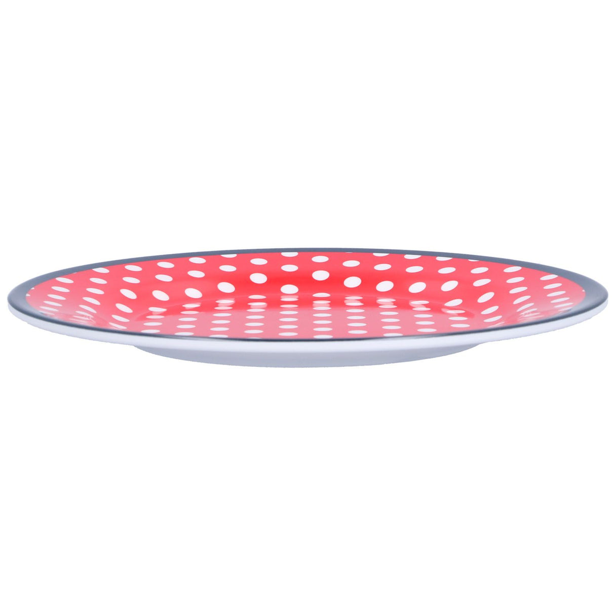 9in Imitation Porcelain Dinner Plate Decorative Reusable Snack Plate Lightweight Tableware for Cakes FruitRed Dot