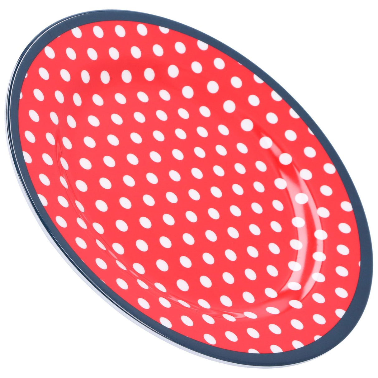 9in Imitation Porcelain Dinner Plate Decorative Reusable Snack Plate Lightweight Tableware for Cakes FruitRed Dot