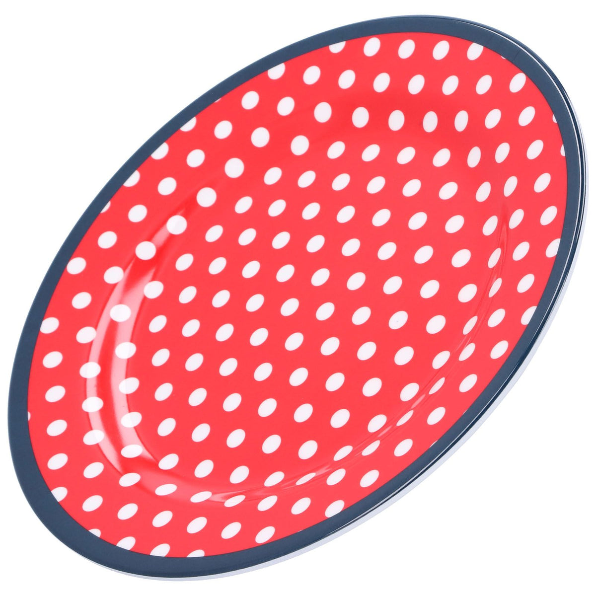 9in Imitation Porcelain Dinner Plate Decorative Reusable Snack Plate Lightweight Tableware for Cakes FruitRed Dot