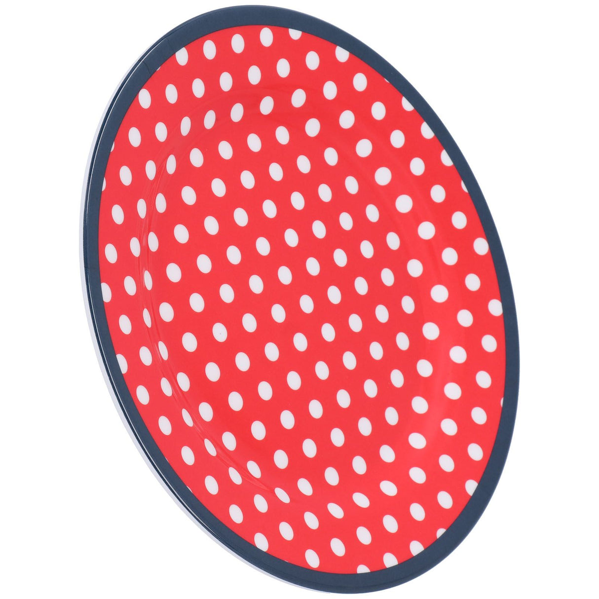 9in Imitation Porcelain Dinner Plate Decorative Reusable Snack Plate Lightweight Tableware for Cakes FruitRed Dot
