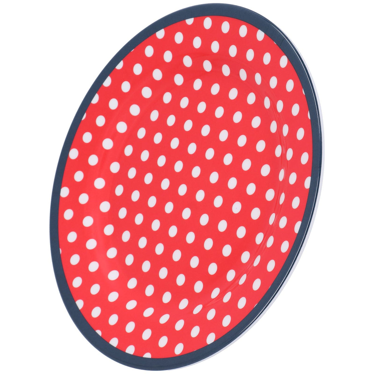 9in Imitation Porcelain Dinner Plate Decorative Reusable Snack Plate Lightweight Tableware for Cakes FruitRed Dot