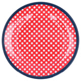 9in Imitation Porcelain Dinner Plate Decorative Reusable Snack Plate Lightweight Tableware for Cakes FruitRed Grid
