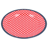 9in Imitation Porcelain Dinner Plate Decorative Reusable Snack Plate Lightweight Tableware for Cakes FruitRed Grid - Front View
