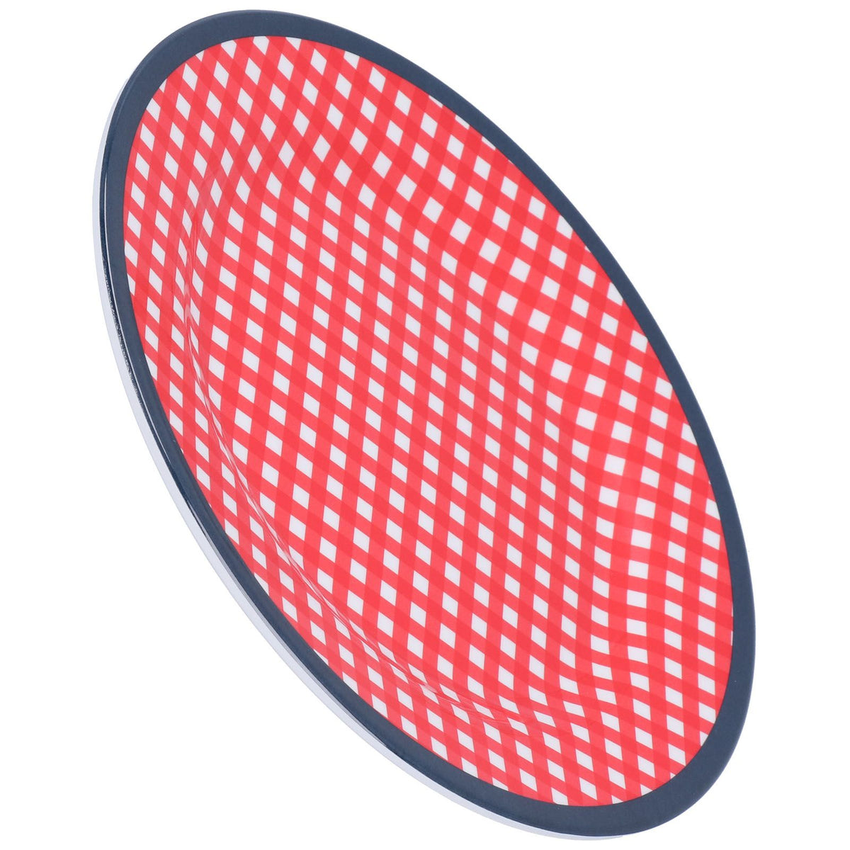 9in Imitation Porcelain Dinner Plate Decorative Reusable Snack Plate Lightweight Tableware for Cakes FruitRed Grid