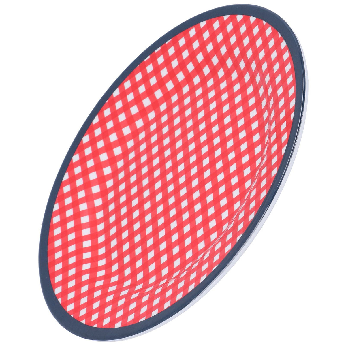 9in Imitation Porcelain Dinner Plate Decorative Reusable Snack Plate Lightweight Tableware for Cakes FruitRed Grid