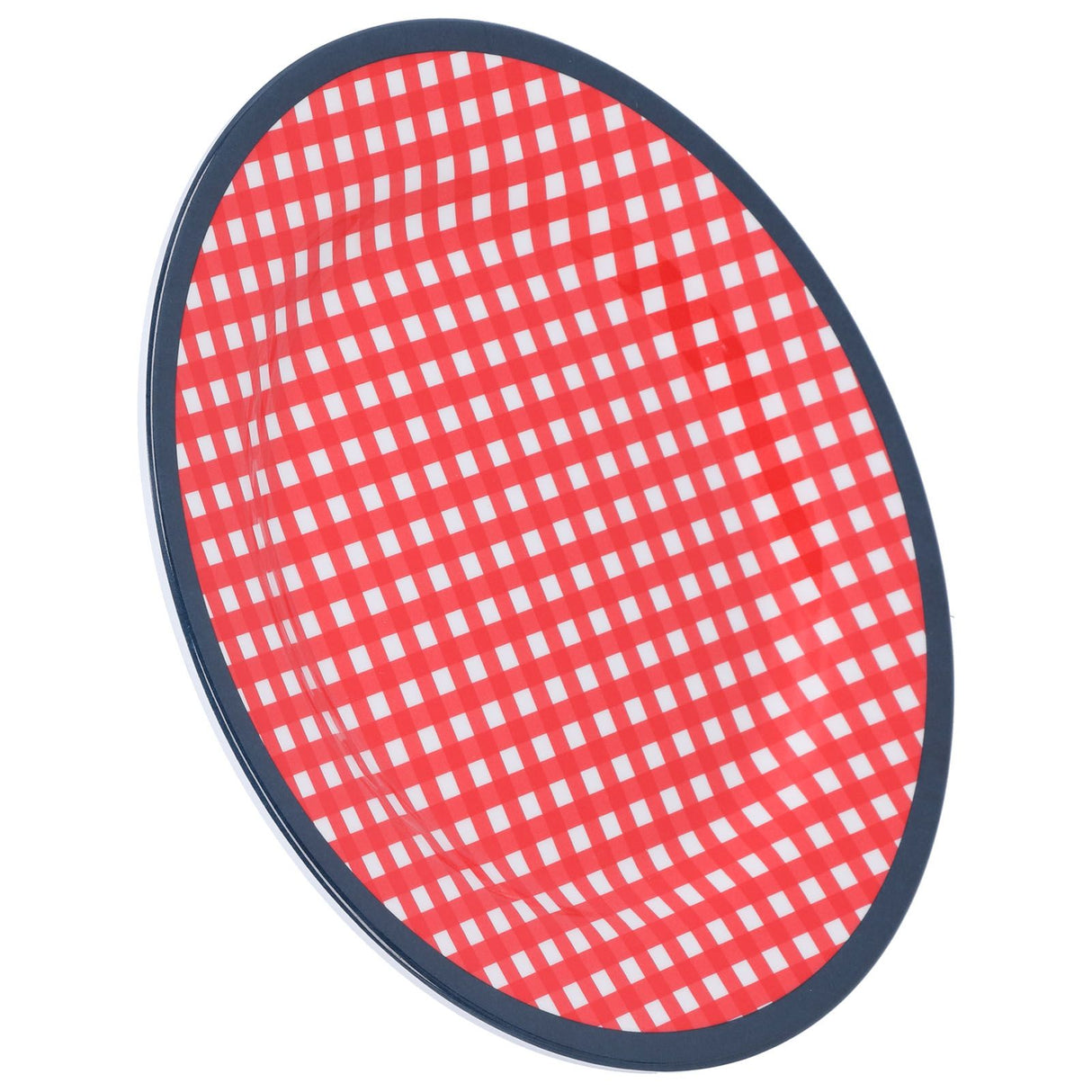 9in Imitation Porcelain Dinner Plate Decorative Reusable Snack Plate Lightweight Tableware for Cakes FruitRed Grid
