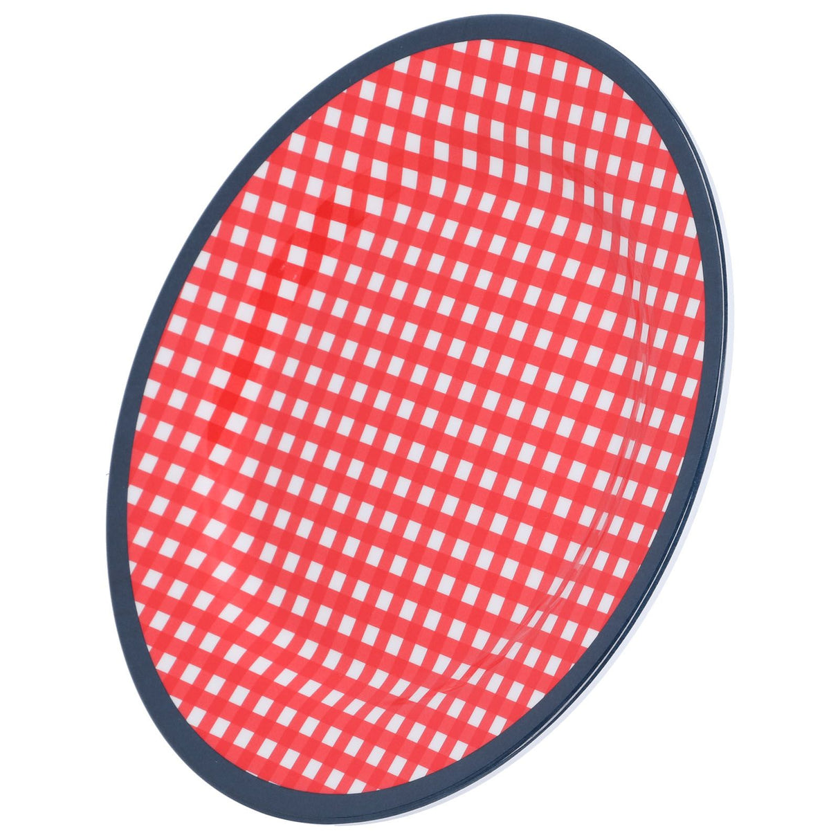 9in Imitation Porcelain Dinner Plate Decorative Reusable Snack Plate Lightweight Tableware for Cakes FruitRed Grid