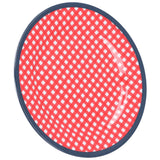 9in Imitation Porcelain Dinner Plate Decorative Reusable Snack Plate Lightweight Tableware for Cakes FruitRed Grid - Extra Image