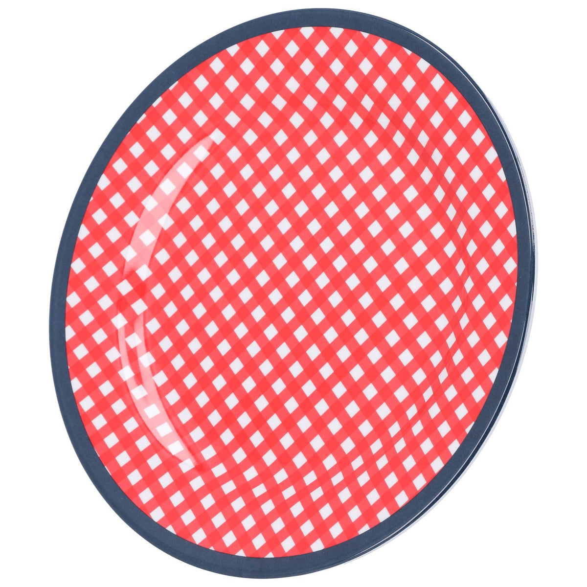 9in Imitation Porcelain Dinner Plate Decorative Reusable Snack Plate Lightweight Tableware for Cakes FruitRed Grid