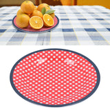 9in Imitation Porcelain Dinner Plate Decorative Reusable Snack Plate Lightweight Tableware for Cakes FruitRed Grid - Extra Image