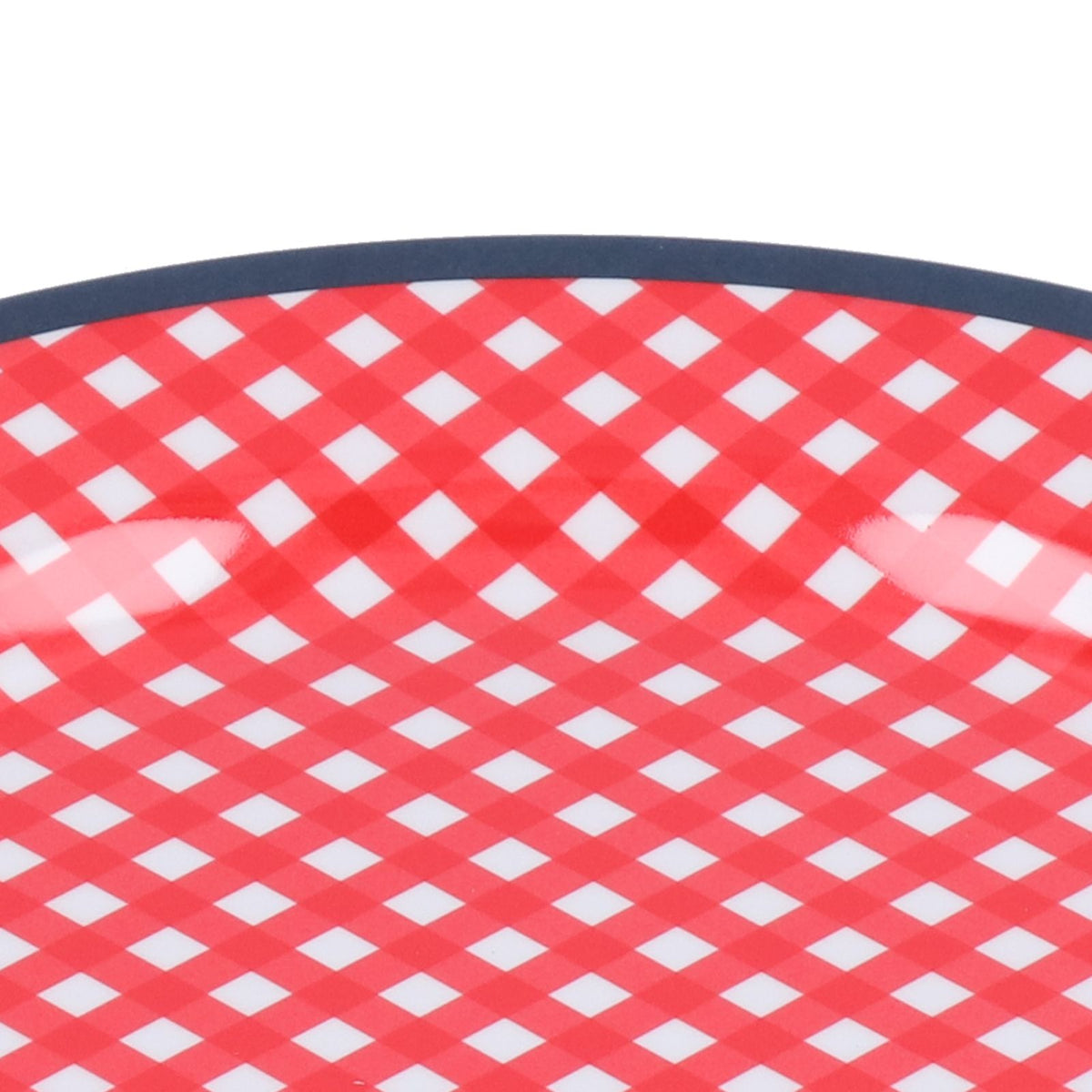 9in Imitation Porcelain Dinner Plate Decorative Reusable Snack Plate Lightweight Tableware for Cakes FruitRed Grid