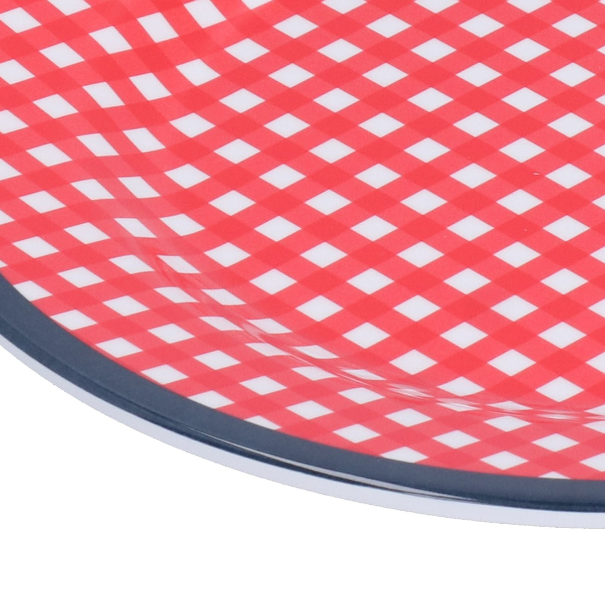 9in Imitation Porcelain Dinner Plate Decorative Reusable Snack Plate Lightweight Tableware for Cakes FruitRed Grid