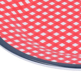 9in Imitation Porcelain Dinner Plate Decorative Reusable Snack Plate Lightweight Tableware for Cakes FruitRed Grid