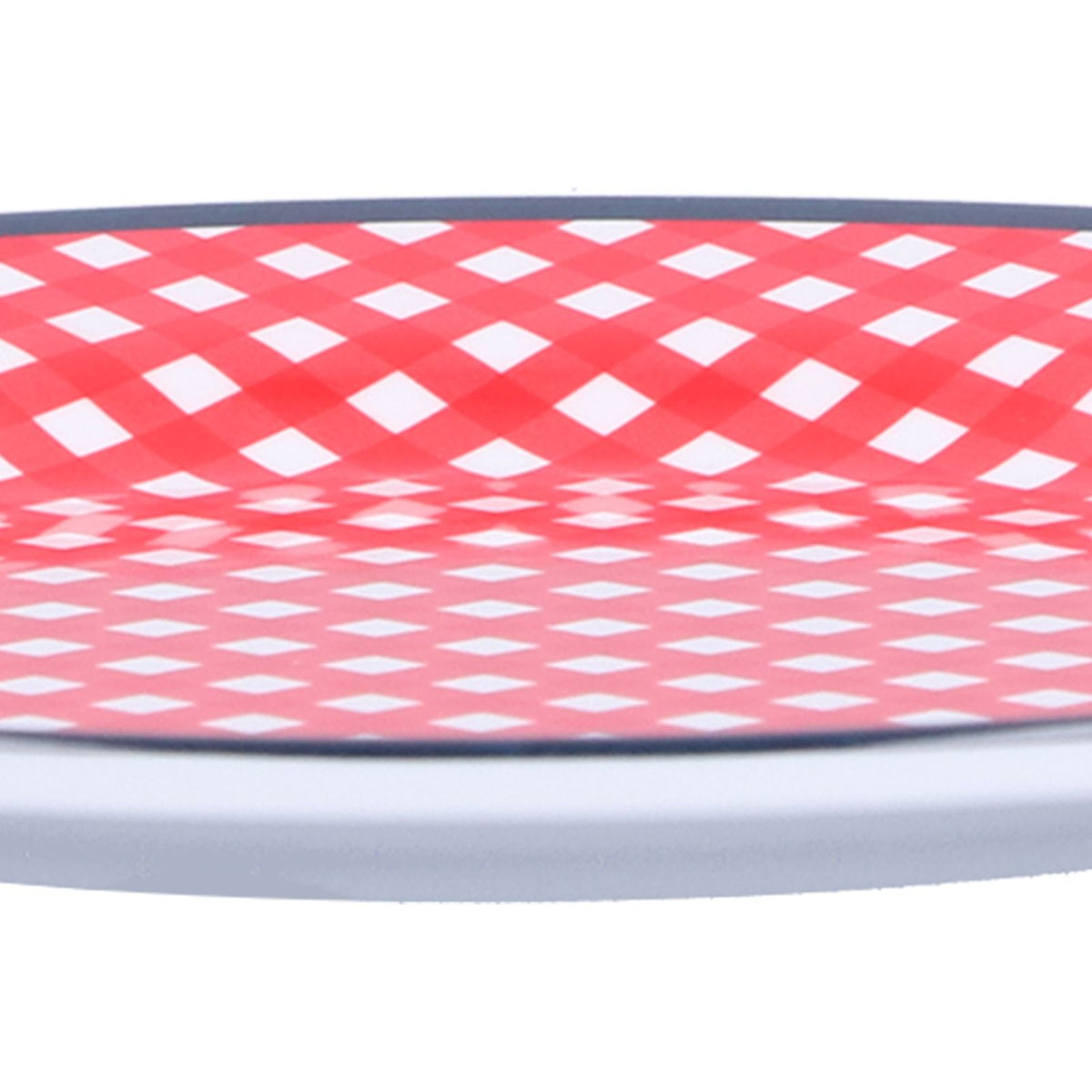 9in Imitation Porcelain Dinner Plate Decorative Reusable Snack Plate Lightweight Tableware for Cakes FruitRed Grid