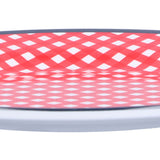 9in Imitation Porcelain Dinner Plate Decorative Reusable Snack Plate Lightweight Tableware for Cakes FruitRed Grid - Extra Image