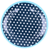 9in Imitation Porcelain Dinner Plate Decorative Reusable Snack Plate Lightweight Tableware for Cakes FruitDark Blue Dot