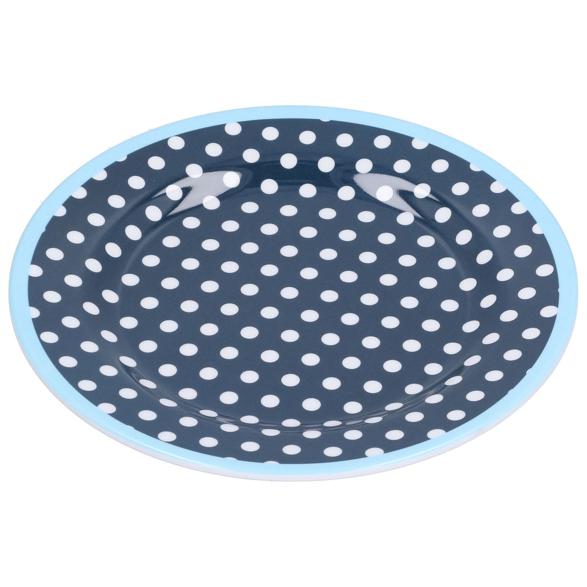 9in Imitation Porcelain Dinner Plate Decorative Reusable Snack Plate Lightweight Tableware for Cakes FruitDark Blue Dot