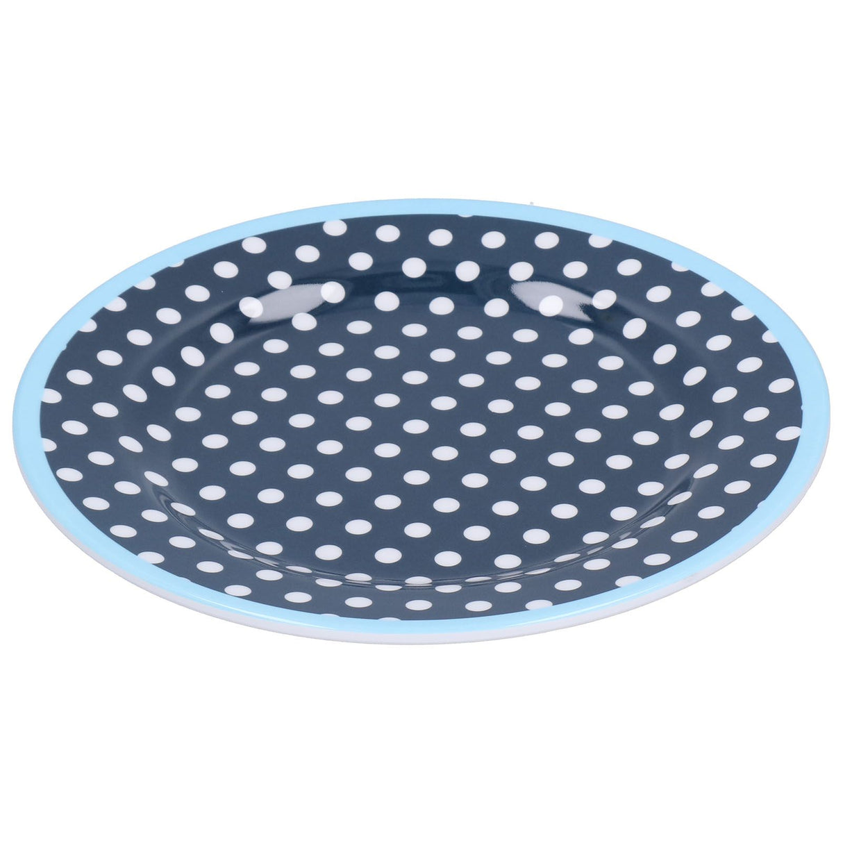 9in Imitation Porcelain Dinner Plate Decorative Reusable Snack Plate Lightweight Tableware for Cakes FruitDark Blue Dot