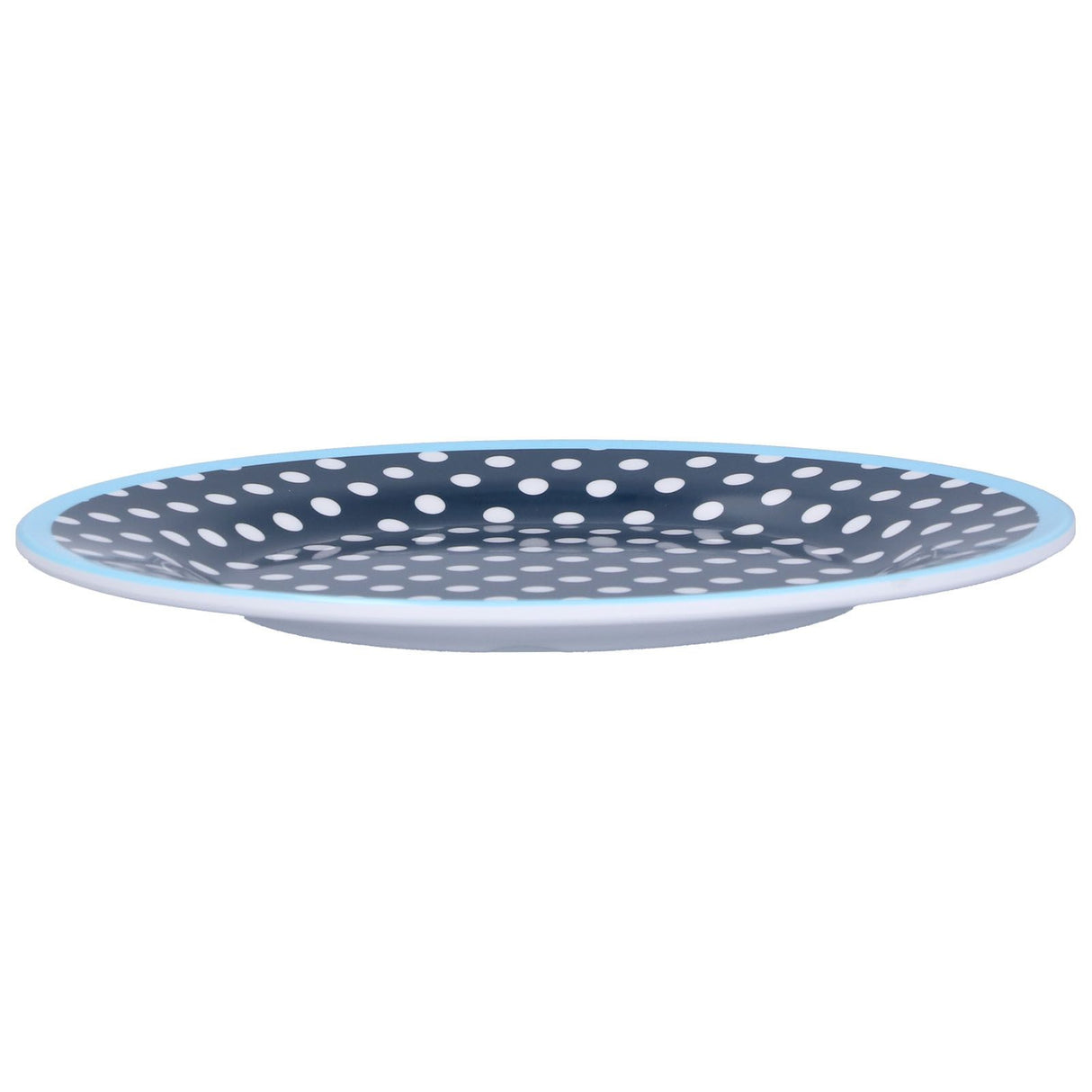 9in Imitation Porcelain Dinner Plate Decorative Reusable Snack Plate Lightweight Tableware for Cakes FruitDark Blue Dot