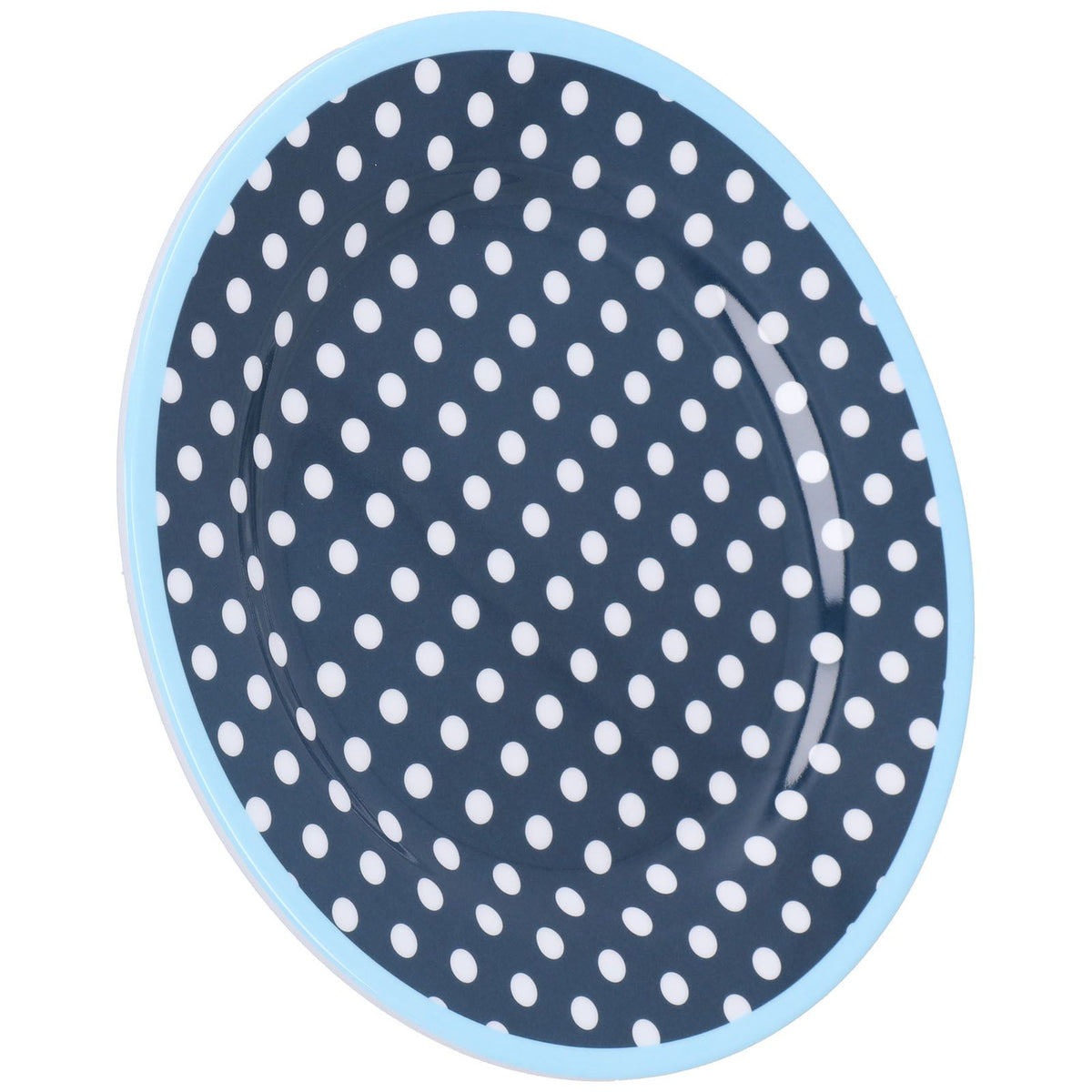 9in Imitation Porcelain Dinner Plate Decorative Reusable Snack Plate Lightweight Tableware for Cakes FruitDark Blue Dot