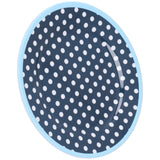 9in Imitation Porcelain Dinner Plate Decorative Reusable Snack Plate Lightweight Tableware for Cakes FruitDark Blue Dot - 45-Degree Angle
