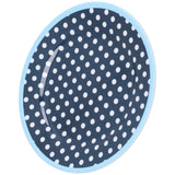 9in Imitation Porcelain Dinner Plate Decorative Reusable Snack Plate Lightweight Tableware for Cakes FruitDark Blue Dot - Rear View