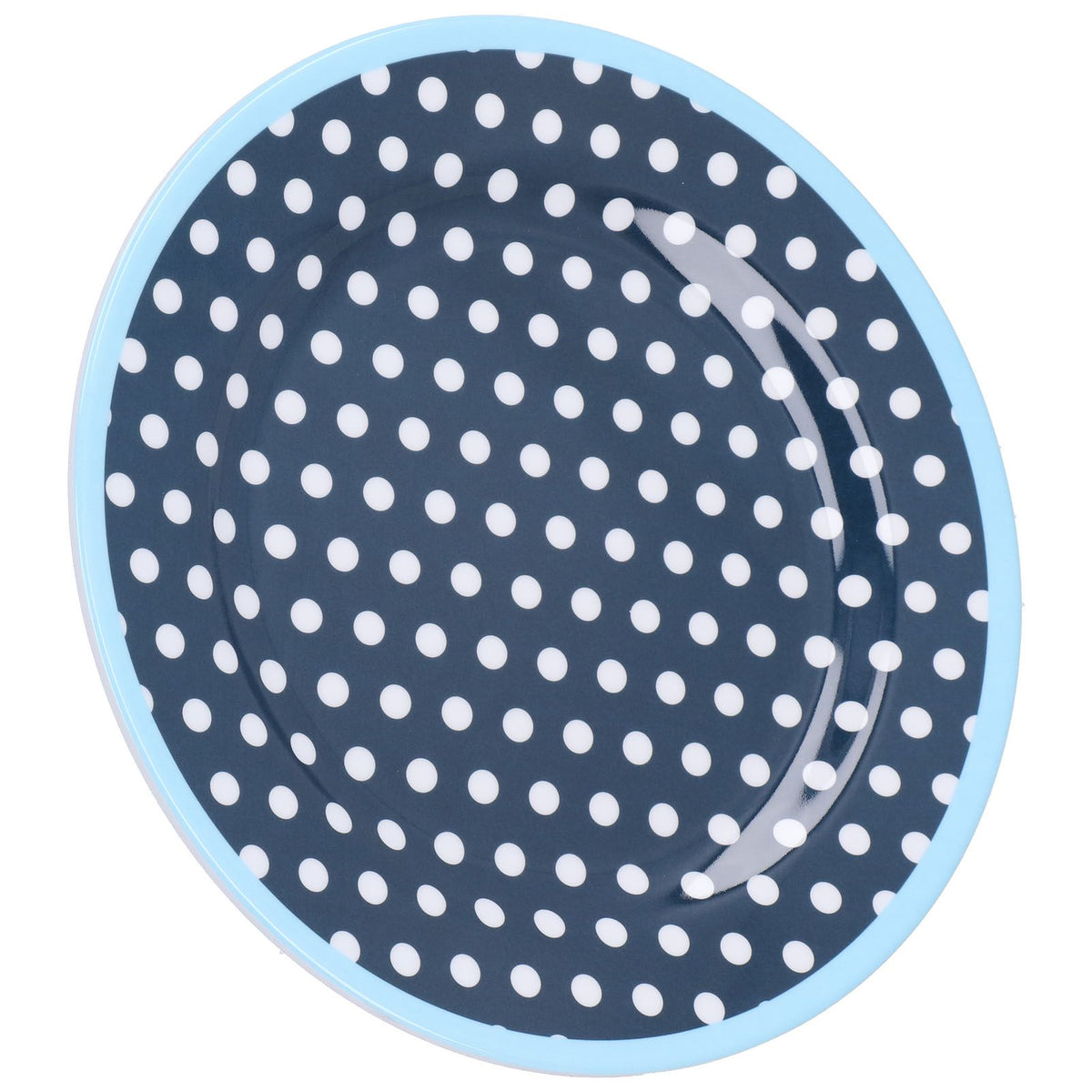 9in Imitation Porcelain Dinner Plate Decorative Reusable Snack Plate Lightweight Tableware for Cakes FruitDark Blue Dot