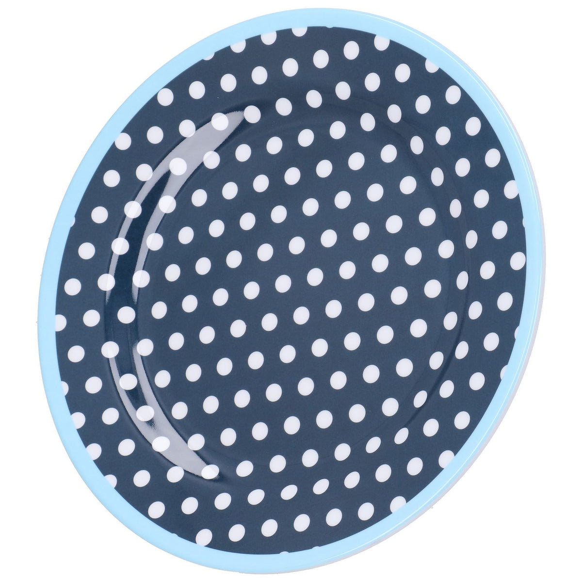 9in Imitation Porcelain Dinner Plate Decorative Reusable Snack Plate Lightweight Tableware for Cakes FruitDark Blue Dot