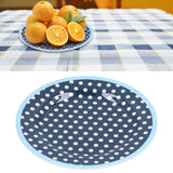 9in Imitation Porcelain Dinner Plate Decorative Reusable Snack Plate Lightweight Tableware for Cakes FruitDark Blue Dot - Extra Image