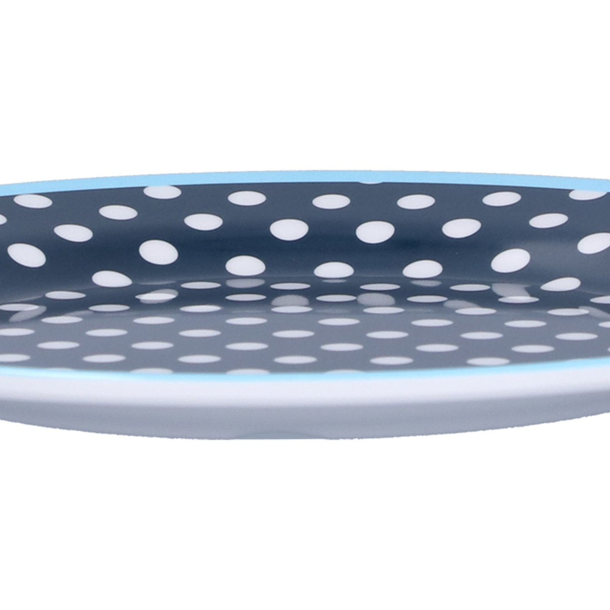 9in Imitation Porcelain Dinner Plate Decorative Reusable Snack Plate Lightweight Tableware for Cakes FruitDark Blue Dot