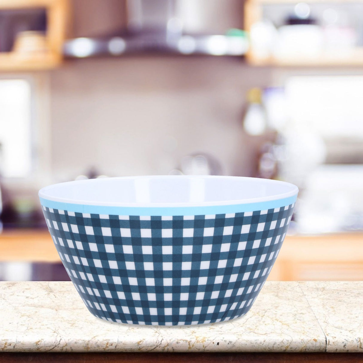 500ml Salad Bowl Thickened Snack Dessert Cake Fruit Bowl for Baking Table DecorationDark Blue Grid