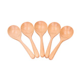5pcs Wood Spoons Long Handle Wooden Ladle for Mixing Stirring Cooking Utensil ToolLog Color - Close-Up Angle