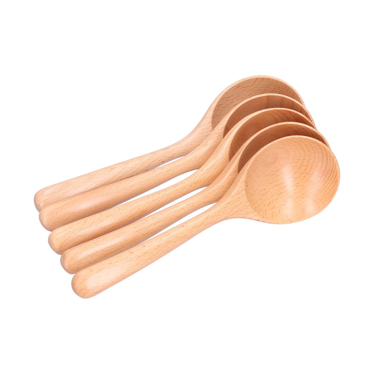 5pcs Wood Spoons Long Handle Wooden Ladle for Mixing Stirring Cooking Utensil ToolLog Color