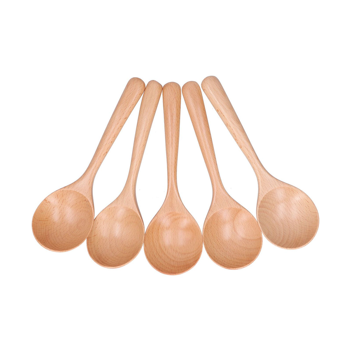 5pcs Wood Spoons Long Handle Wooden Ladle for Mixing Stirring Cooking Utensil ToolLog Color