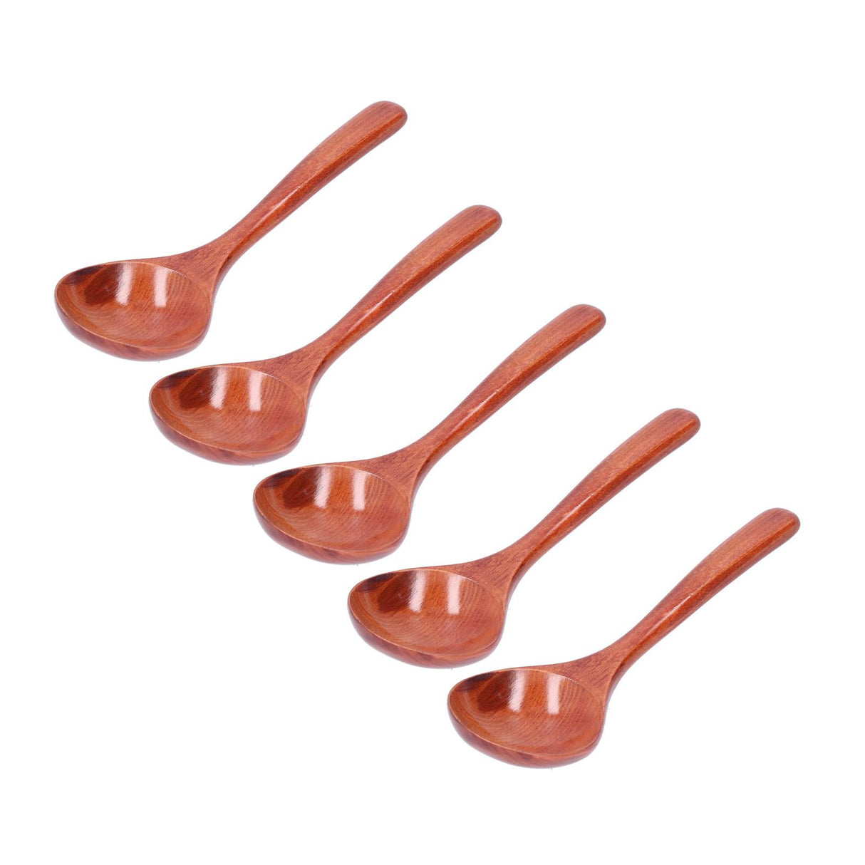 5pcs Wood Spoons Long Handle Wooden Ladle for Mixing Stirring Cooking Utensil ToolDark Color